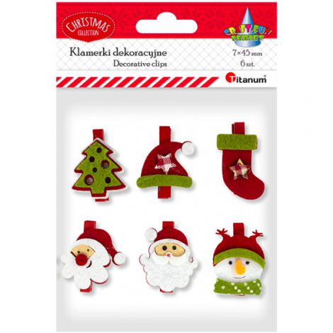 Klamerki drewniane Titanum XMass Mix, 6szt